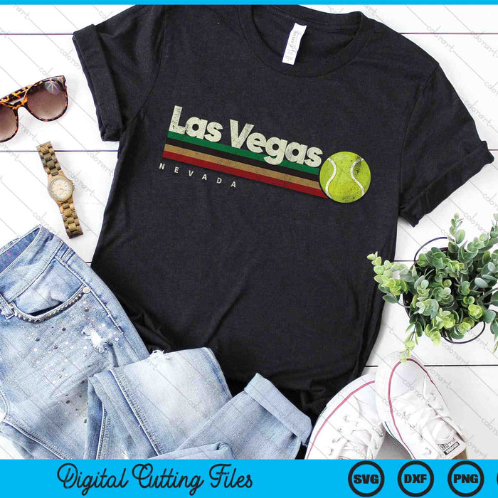 Vintage Tennis Las Vegas City Tennis Retro Stripes SVG PNG Digital Cutting Files