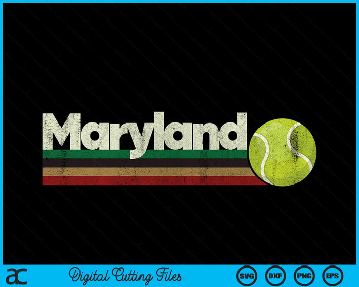 Vintage Tennis Maryland Tennis Retro Stripes SVG PNG Digital Cutting Files