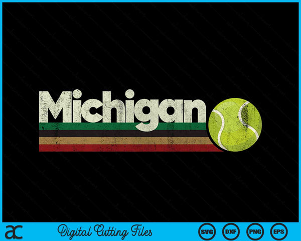 Vintage Tennis Michigan Tennis Retro Stripes SVG PNG Digital Cutting Files