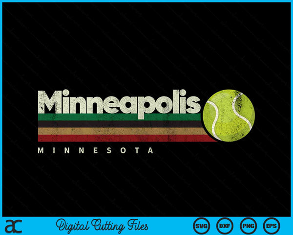 Vintage Tennis Minneapolis City Tennis Retro Stripes SVG PNG Digital Cutting Files