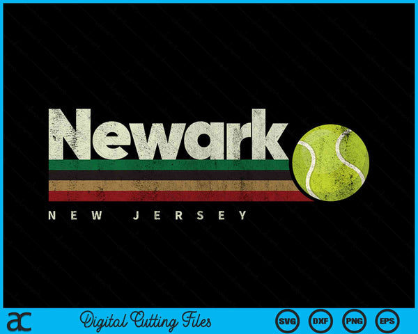 Vintage tennis newark city tennis retro stripes SVG cut file