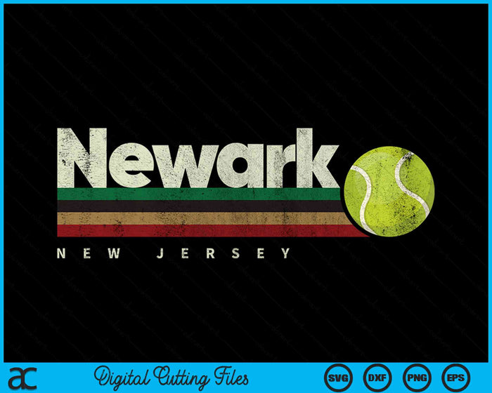 Vintage Tennis Newark City Tennis Retro Stripes SVG PNG Digital Cutting Files