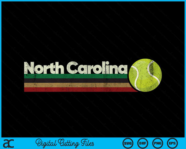 Vintage Tennis North Carolina Tennis Retro Stripes SVG PNG Digital Cutting Files