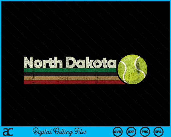 Vintage Tennis North Dakota Tennis Retro Stripes SVG PNG Digital Cutting Files