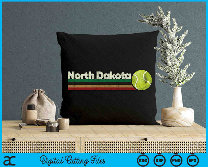 Vintage Tennis North Dakota Tennis Retro Stripes SVG PNG Digital Cutting Files