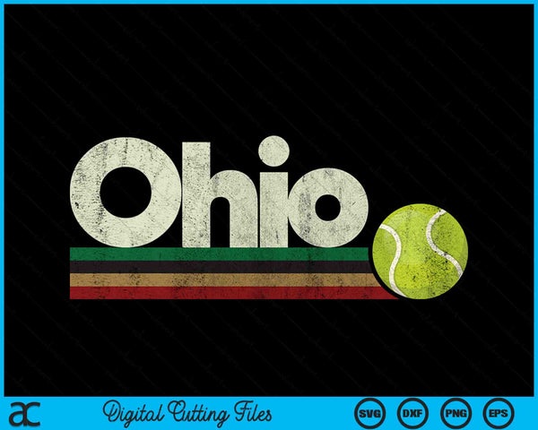 Vintage Tennis Ohio Tennis Retro Stripes SVG PNG Digital Cutting Files