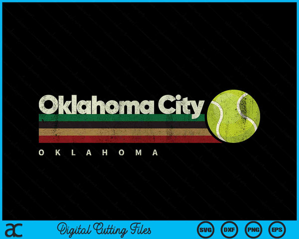 Vintage Tennis Oklahoma City Tennis Retro Stripes SVG PNG Digital Cutting Files