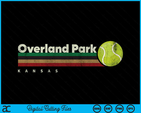 Vintage Tennis Overland Park City Tennis Retro Stripes SVG PNG Digital Cutting Files