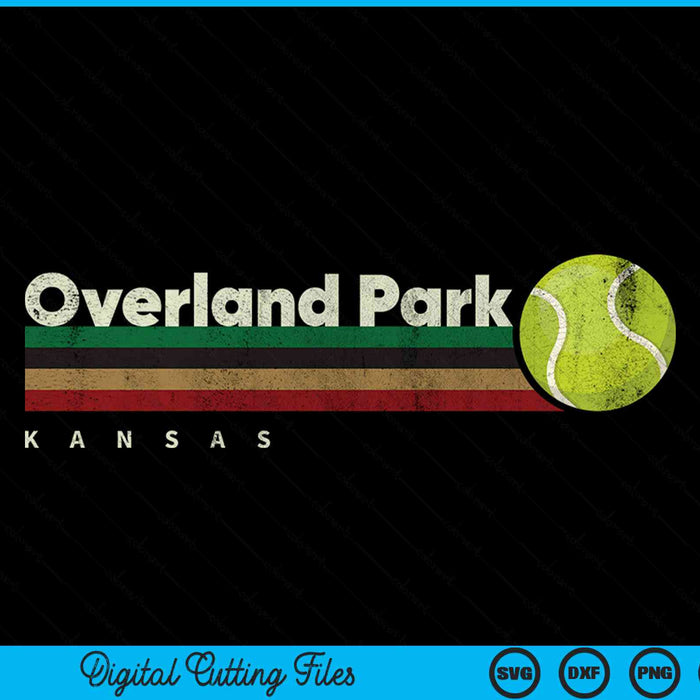 Vintage tennis overland park city tennis retro stripes SVG PNG cut file for Cricut
