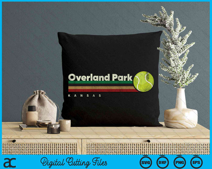 Vintage Tennis Overland Park City Tennis Retro Stripes SVG PNG Digital Cutting Files