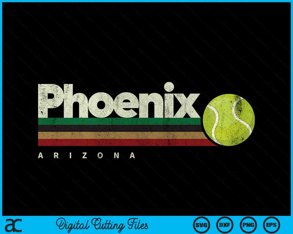 Vintage Tennis Phoenix City Tennis Retro Stripes SVG PNG Digital Cutting Files
