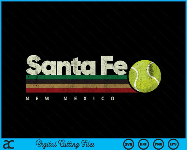 Vintage Tennis Santa Fe City Tennis Retro Stripes SVG PNG Digital Cutting Files