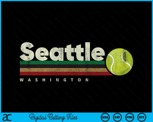 Vintage Tennis Seattle City Tennis Retro Stripes SVG PNG Digital Cutting Files