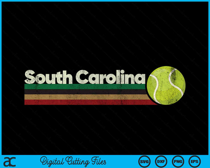 Vintage Tennis South Carolina Tennis Retro Stripes SVG PNG Digital Cutting Files