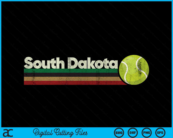 Vintage Tennis South Dakota Tennis Retro Stripes SVG PNG Digital Cutting Files