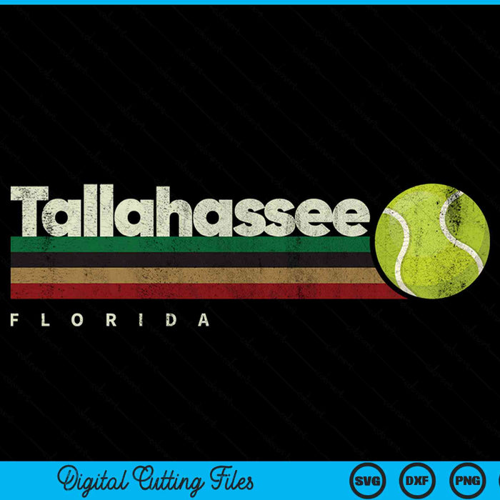 Vintage Tennis Tallahassee City Tennis Retro Stripes SVG PNG Digital Cutting Files