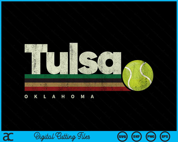 Vintage Tennis Tulsa City Tennis Retro Stripes SVG PNG Digital Cutting Files