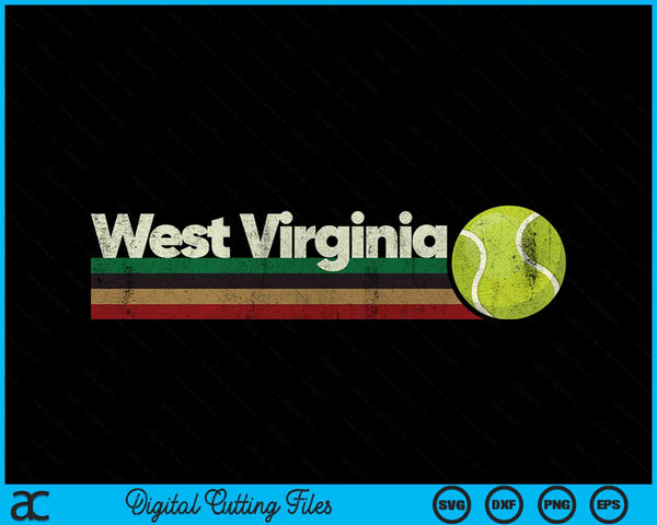 Vintage Tennis West Virginia Tennis Retro Stripes SVG PNG Digital Cutting Files