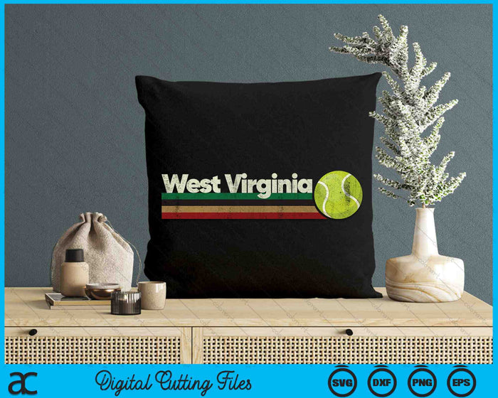 Vintage Tennis West Virginia Tennis Retro Stripes SVG PNG Digital Cutting Files