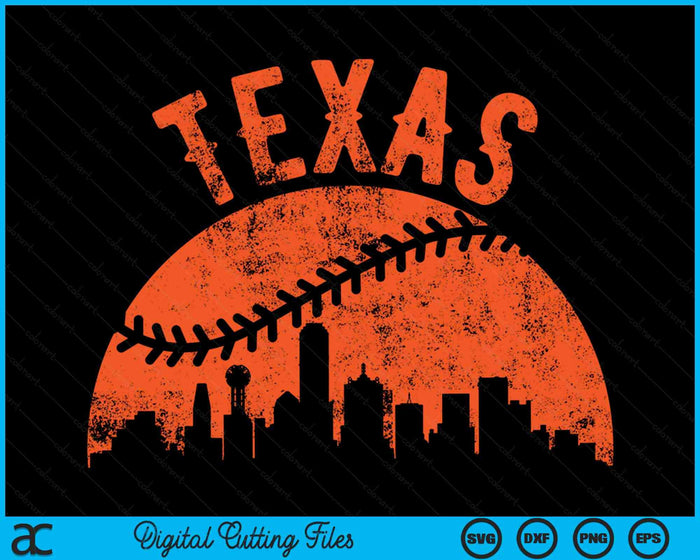 Vintage Texas Baseball SVG PNG digitale snijbestanden 