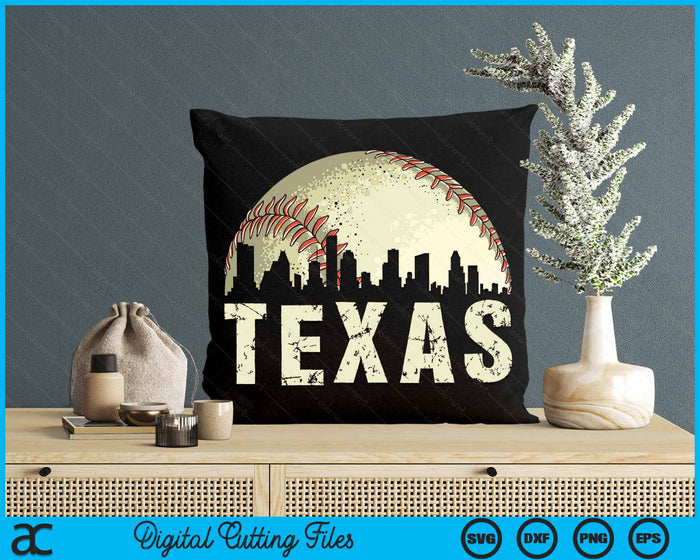 Vintage Texas Cityscape Baseball Lover SVG PNG Cutting Printable Files