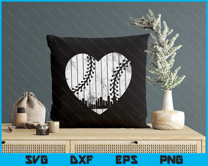 Vintage Toronto Baseball Heart With Skyline SVG PNG Digital Cutting File