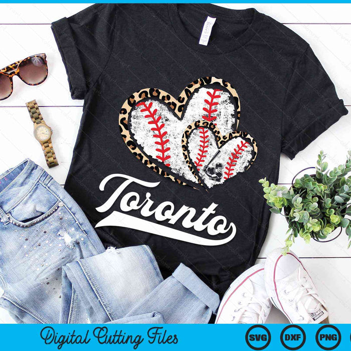 Vintage Toronto Baseball Leopard Heart Baseball Fans SVG PNG Digital Cutting Files