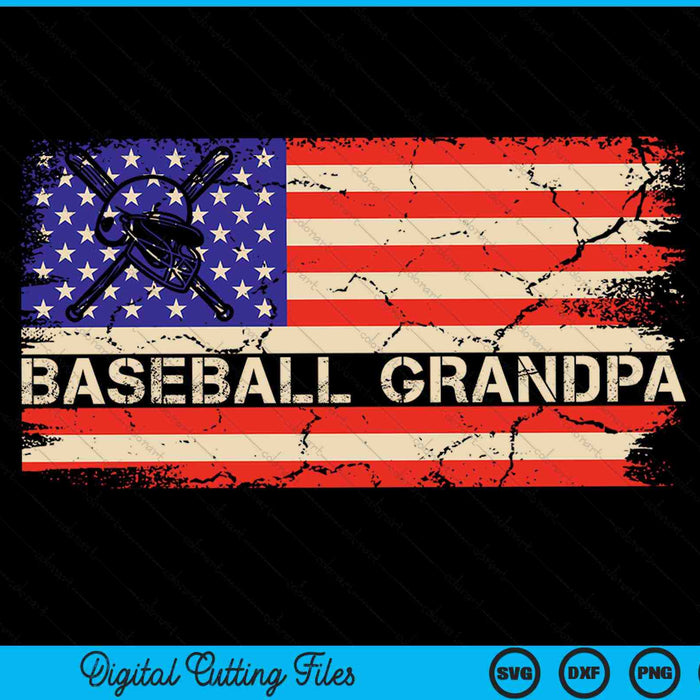 Vintage USA American Flag Proud Baseball Grandpa SVG PNG Digital Cutting Files