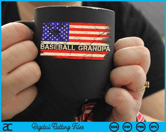 Vintage USA Amerikaanse vlag trots honkbal opa SVG PNG digitale snijden bestanden