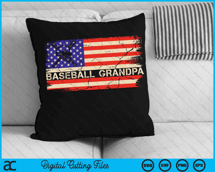 Vintage USA Bandera Americana Orgulloso Béisbol Abuelo SVG PNG Archivos de Corte Digital