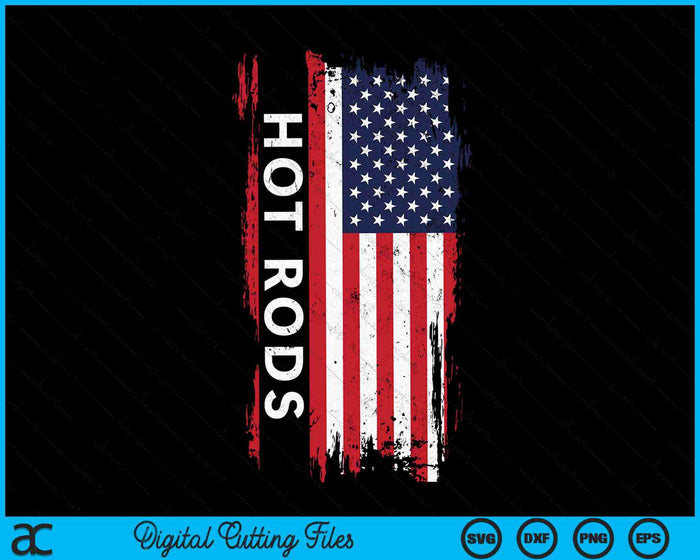 Vintage USA Flag Hot Rods Classic And Muscle Cars SVG PNG Digital Cutting Files