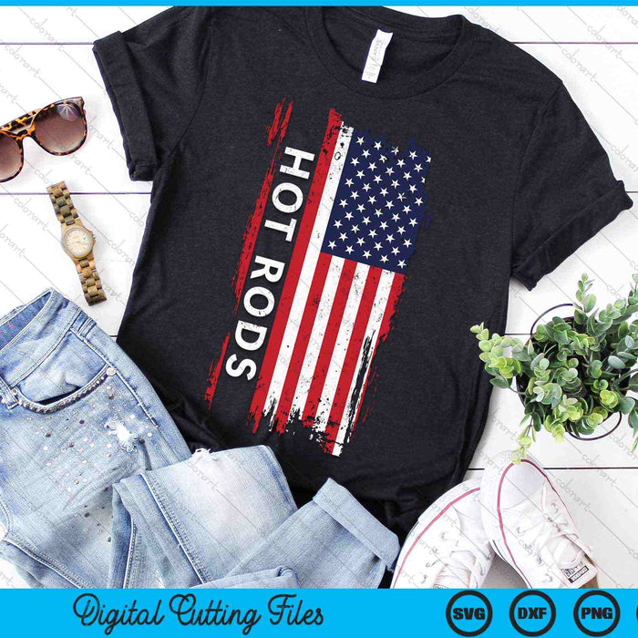 Vintage USA Flag Hot Rods Classic And Muscle Cars SVG PNG Digital Cutting Files