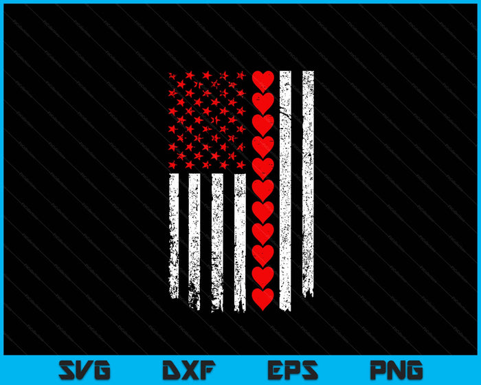 Vintage Valentines Day American Flag Hearts SVG PNG Digital Printable Files