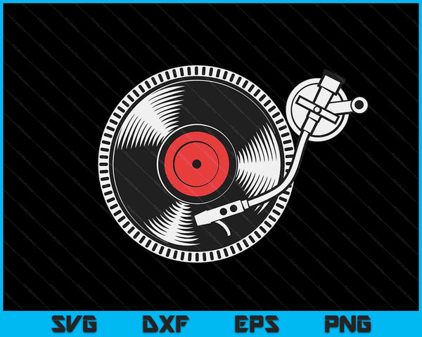 Vintage vinyl platenspeler DJ Disc Jockey draaitafel Retro SVG PNG digitale afdrukbare bestanden