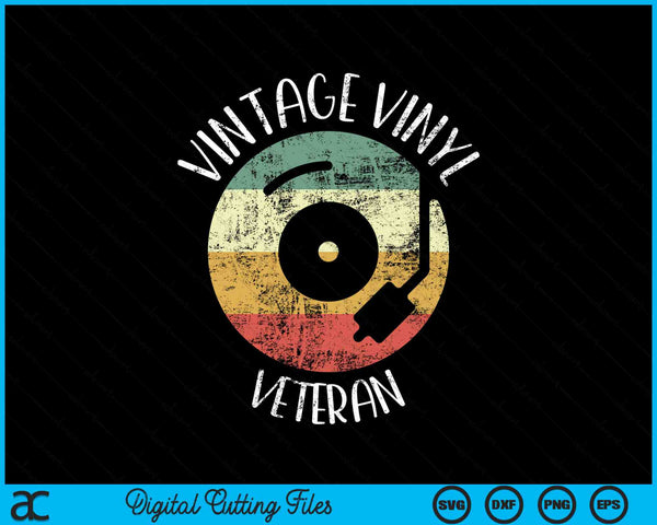Vintage Vinyl Veteraan Vintage LP Record Vinyl Disc SVG PNG Digitale Snijbestanden