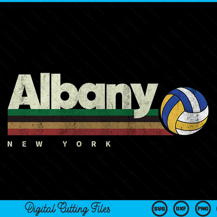 Vintage volleyball Albany city volleyball retro stripes SVG PNG cut file for Cricut