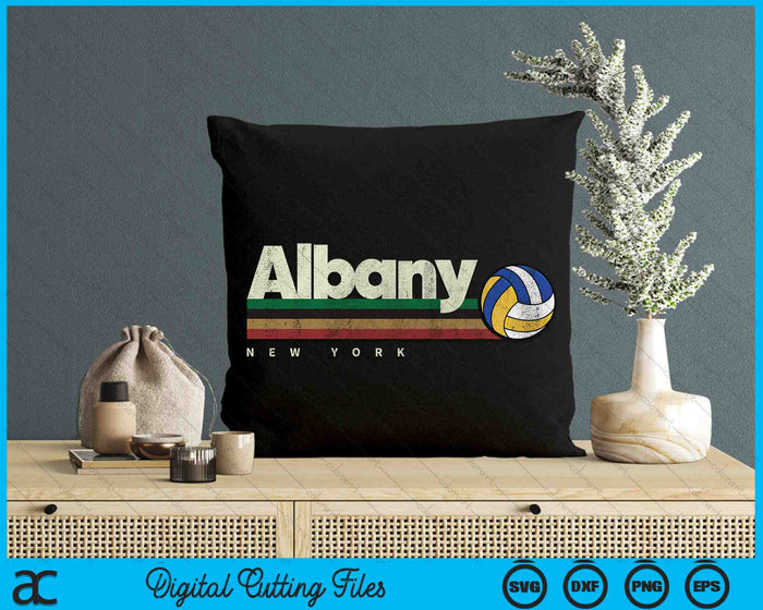 Vintage Volleyball Albany City Volleyball Retro Stripes SVG PNG Digital Cutting Files