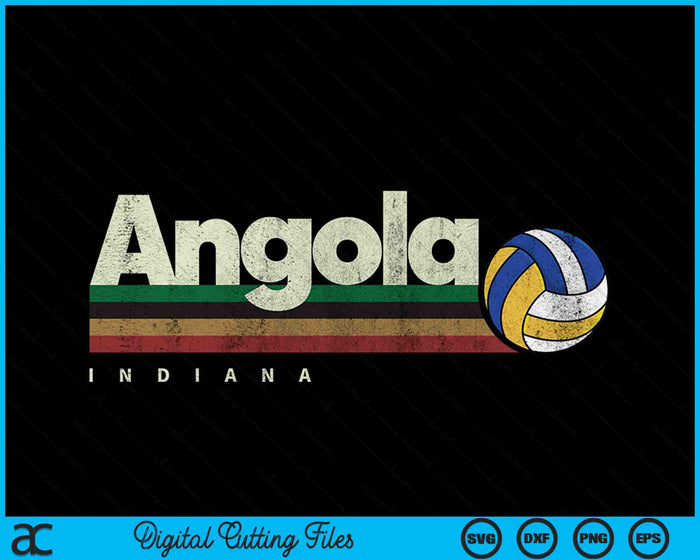 Vintage Volleyball Angola City Volleyball Retro Stripes SVG PNG Digital Cutting Files