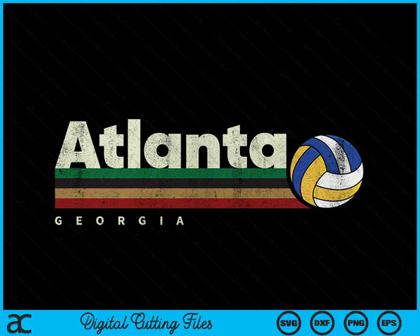 Vintage Volleyball Atlanta City Volleyball Retro Stripes SVG PNG Digital Cutting Files