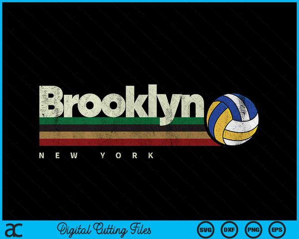Vintage Volleyball Brooklyn City Volleyball Retro Stripes SVG PNG Digital Cutting Files