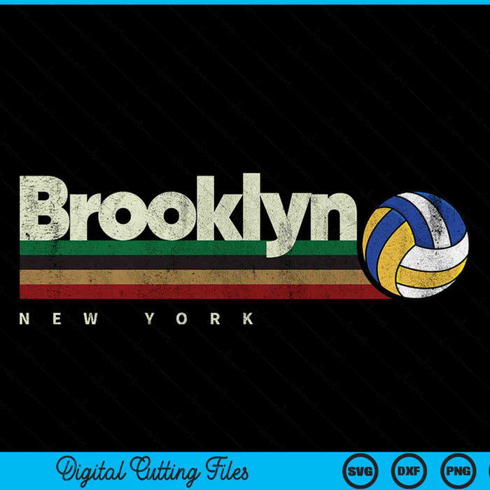 Vintage volleyball Brooklyn city volleyball retro stripes SVG cut file