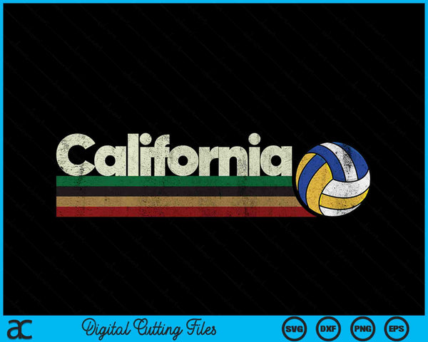 Vintage Volleyball California Volleyball Retro Stripes SVG PNG Digital Cutting Files