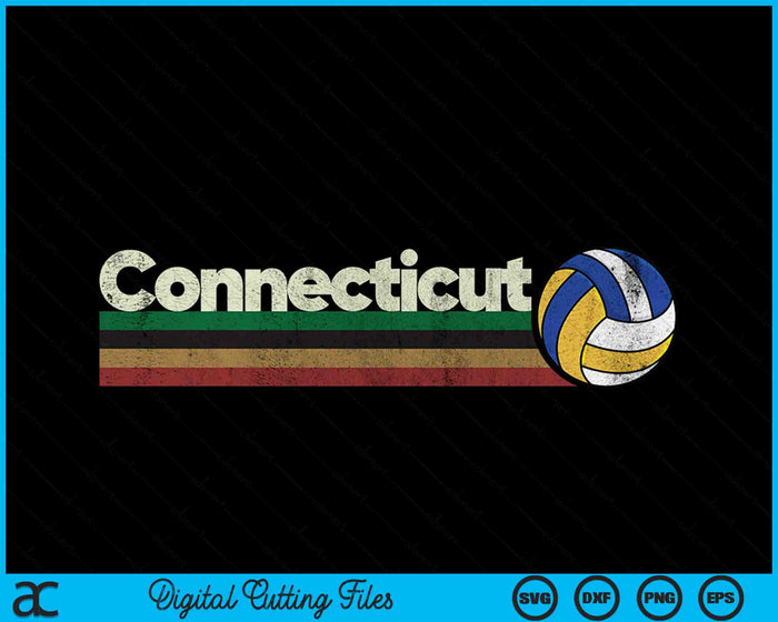 Vintage Volleyball Connecticut Volleyball Retro Stripes SVG PNG Digital Cutting Files