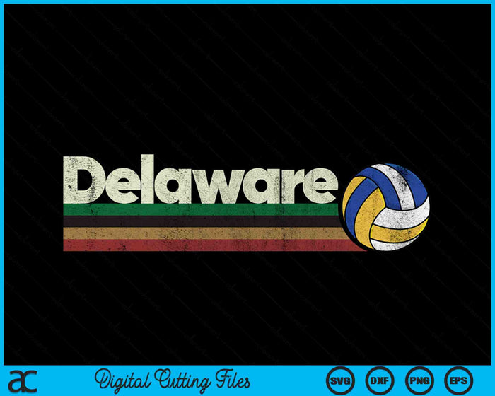 Vintage Volleyball Delaware Volleyball Retro Stripes SVG PNG Digital Cutting Files