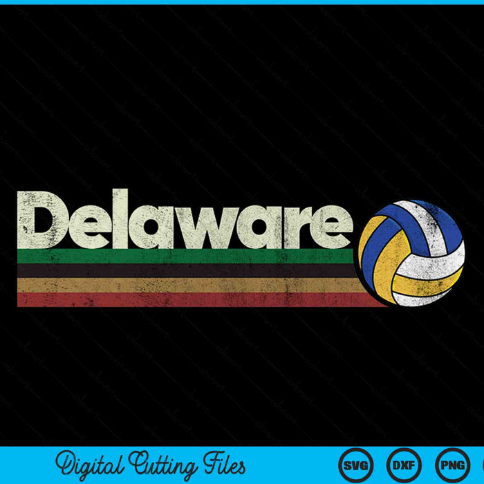 Vintage volleyball Delaware volleyball retro stripes SVG PNG cut file for Cricut