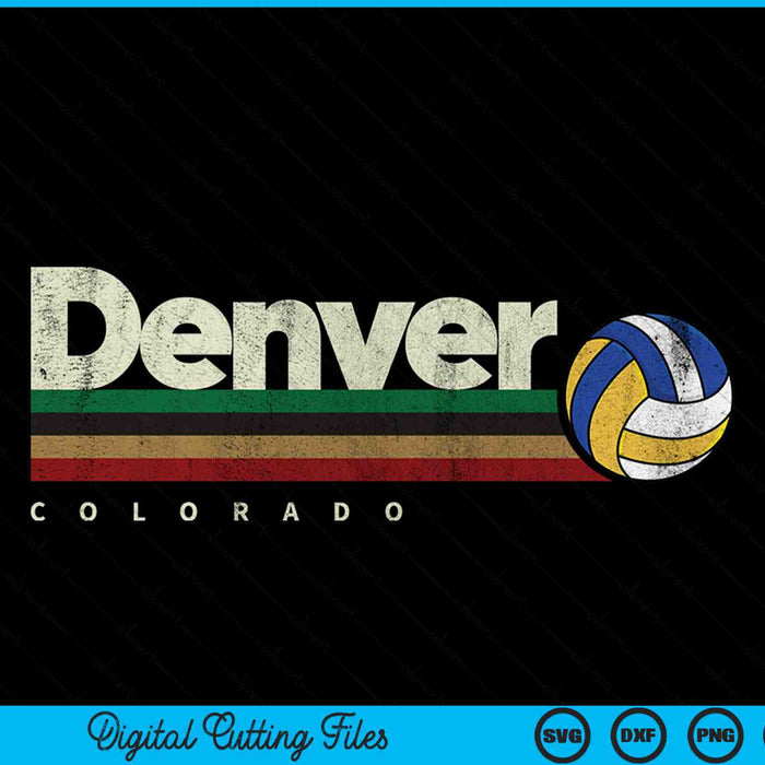 Vintage volleyball Denver city volleyball retro stripes SVG cut file