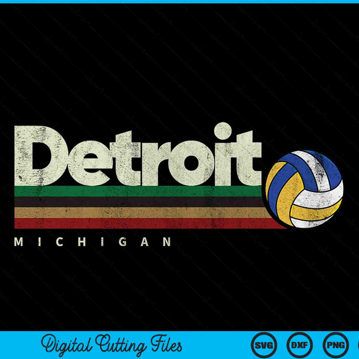Vintage volleyball Detroit city volleyball retro stripes SVG cut file