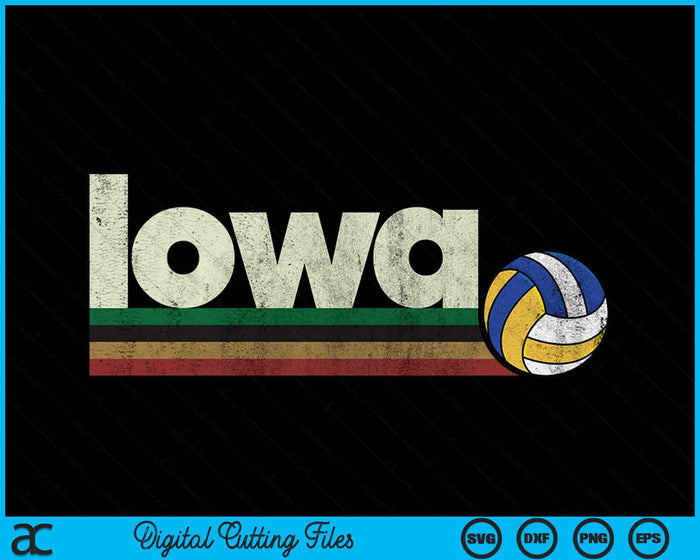 Vintage Volleyball Iowa Volleyball Retro Stripes SVG PNG Digital Cutting Files