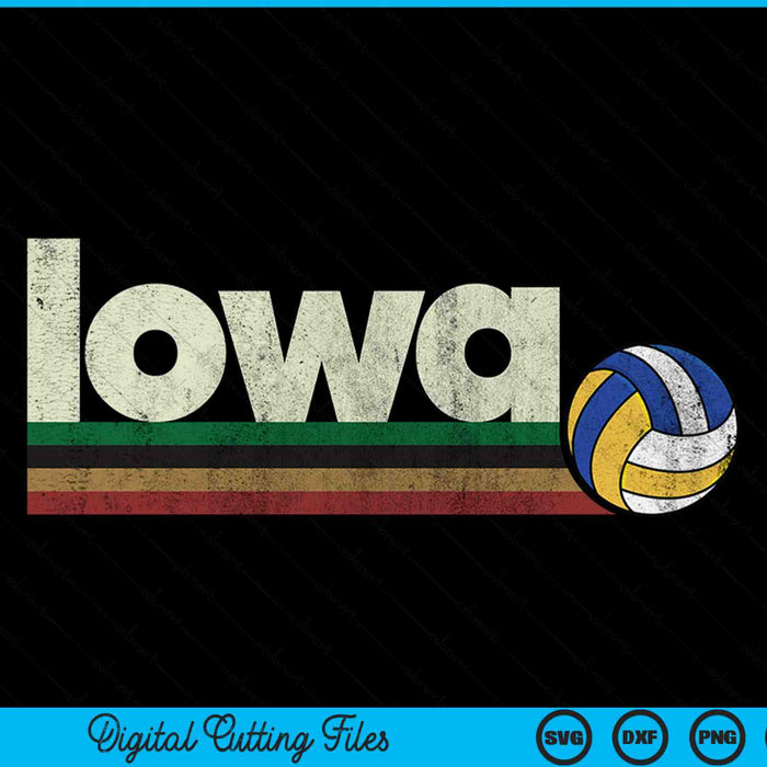 Vintage volleyball Iowa volleyball retro stripes SVG PNG cut file for Cricut