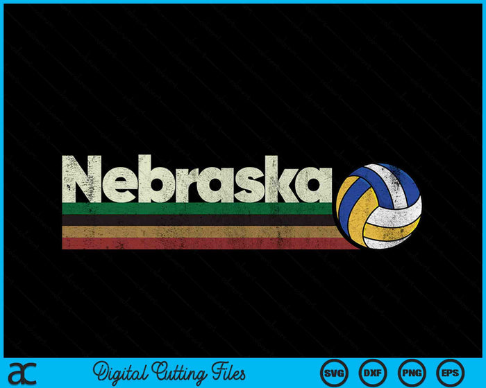 Vintage Volleyball Nebraska Volleyball Retro Stripes SVG PNG Digital Cutting Files